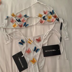 PrettyLittleThing White Butterfly Appliqué Bikini